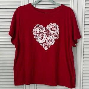 Old Navy Valentine Red Rose Heart Graphic Tee Size XL